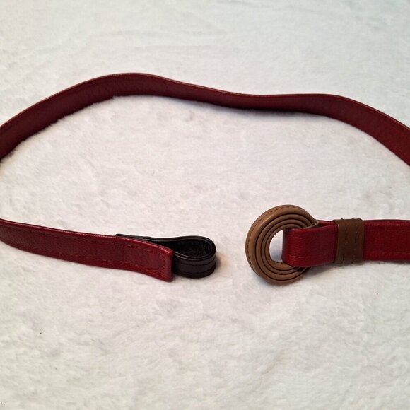 Hans Koch Ltd Red Leather Belt Vintage Minimalist Adjustable Colorblock Retro main image 5